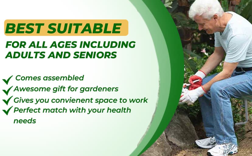 Garden Kneeler and Seat, Foldable Garden Stool Heavy Duty Gardening Bench for Kneeling and Sitting to Prevent Knee & Back Pain, Gardening Gifts for Women, Grandparents, Seniors, Mom & Dad