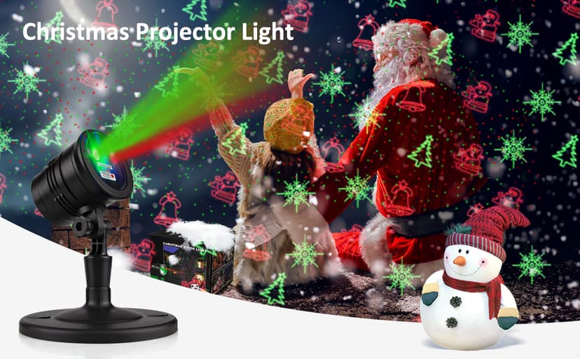 Christmas Laser Lights, Projector Lights Landscape Spotlight Red and Green Star Show with Christmas Decorative Patterns for Indoor Outdoor Garden Patio Wall