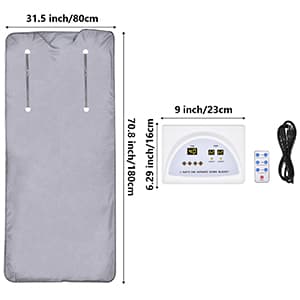 Infrared Sauna Blanket for Fitness and Detox Anti Aging, Length 71" with Remote Control, 2 Zone Temperature Control, Quick Sweating Professional Body Sculpting Home Sauna