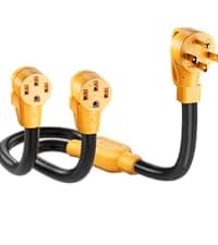 MECMO Shore Power NEMA L5-30P to 3X 5-15R/5-20R RV Generator Adapter Marine 30 Amp to 110 15 Amp Household Regular Connector, 30A 3 Prong Locking Generator Male L5-30P to 5-15R 5-20R 3-Way Female