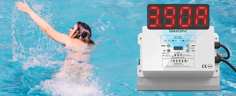 Saltwater Pool System, Westaho Salt Chlorine Generator with USA Titanium Cell for Above Ground Pools Up to 15,000 Gallons, Compatible with Intex Pool, IP 66 Waterproof