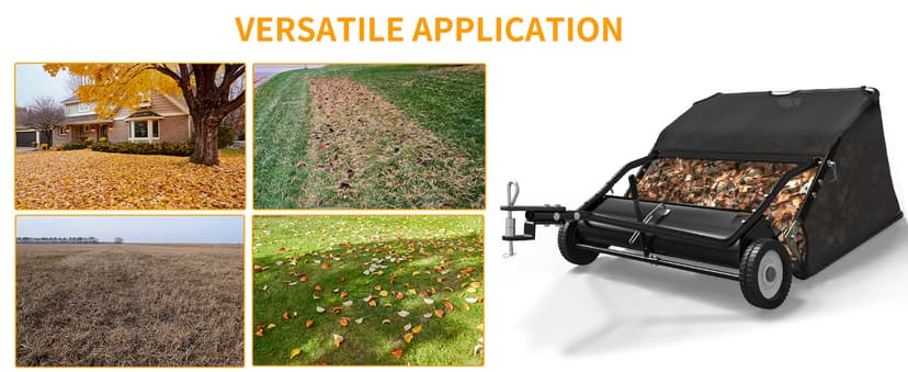 YINTATECH 48" Lawn Sweeper, Tow Behind Leaf Collector, Pine Needle, Pine Cone, Grass Sweeper,Black