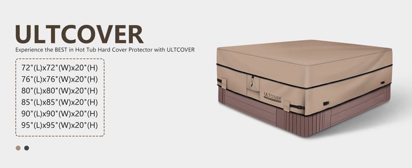 ULTCOVER Waterproof 600D Polyester Square Hot Tub Cover Outdoor SPA Covers 90 x 90 inch