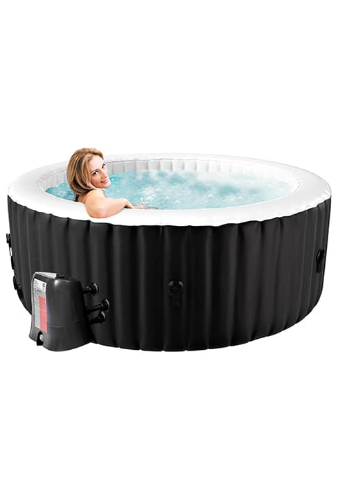 2 Person Inflatable Hot Tub, Oval Portable Hot Tub, Leak-Proof Blow up Hot Tub with 100 Air Jets, PVC Outdoor Spa with Insulated Cover & Heater Pump, 75” L X 47”W X 25”H