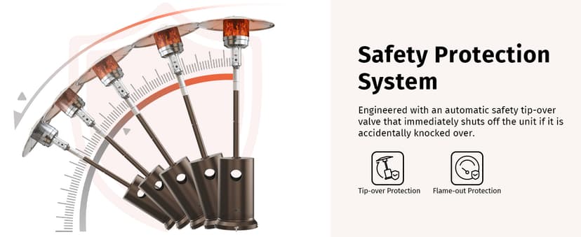 EAST OAK 55,000 BTU Propane Patio Heater with Round Table & Stainless Steel Burner, Outdoor Heater with Wheels, Ideal For Large Patios, Gardens, Outdoor Events, and Commercial Use, Bronze