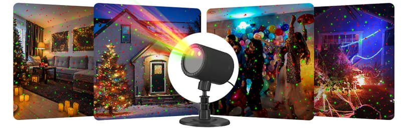 Laser Christmas Projector Lights Outdoor, Red and Green Starry Laser Projector Light with RF Remote, IP65 Waterproof Holiday Garden Laser Light Decor for Outdoor Party Xmas Home (Laser)