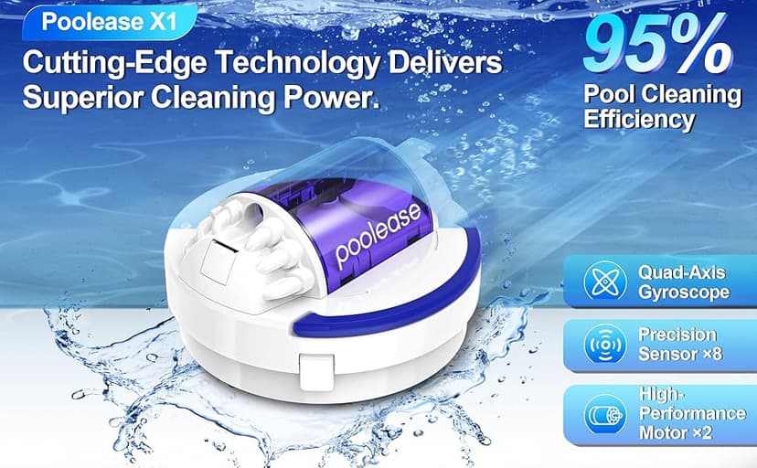 X1 Cordless Pool Cleaner Robot, Robotic Pool Vacuum for Above/In Ground Pool, 45W Dual-Motor, Self-Parking, Enhanced with 2L Debris Capacity (White and Purple)