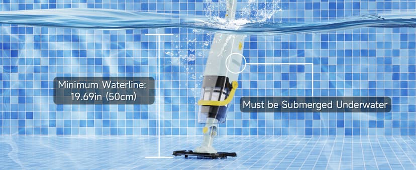 (2025 Upgraded) Cordless Handheld Pool Vacuum, Rechargeable Pool Cleaner with Telescopic Pole and Fine-Sponge, Powerful Suction, Ideal for Above & In-Ground Pools, Spas, Hot Tubs, Yellow