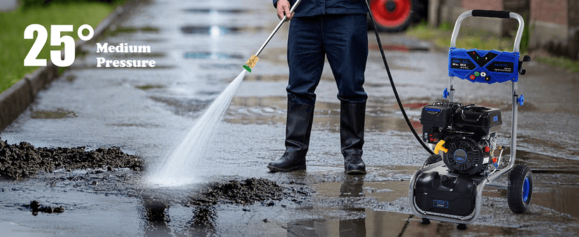 Gas Pressure Washer 3500 PSI, 2.3 GPM Heavy Duty High Power Washer,209CC 7HP Engine with 25Ft Pressure Hose, Axial Aluminum Pump, Soap Tank, 4 Quick Connect Nozzle (Blue)