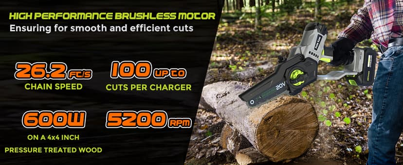 2-in-1 Cordless Pole Saw (2025 Upgraded), 7 Inch Brushless Mini Chainsaw with Extension Pole, Pole Saws for Tree Trimming Battery Powered with 2x 20V 4000 mAh Battery, 16ft Reach Electric Pole Saw