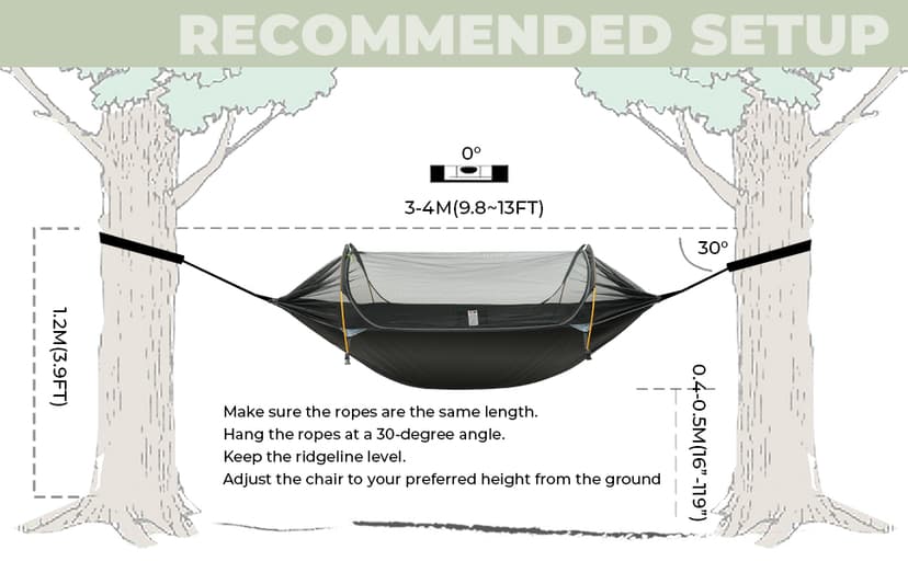 Camping Hammock Tent with Mosquito Net & RainFly, 3 in 1 Waterproof Lightweight Portable Sleeping Hammock Bug, Travel Outdoor Gear with Tree Strap Swing, for Hiking Patio Expedition