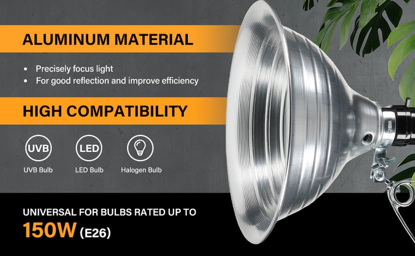 Simple Deluxe HIWKLTCLAMPLIGHTMX2 2-Pack Clamp Lamp Light with 8.5 Inch Aluminum Reflector Up to 150 Watt E26 Socket (No Bulb Included) 6 Feet 18/2 SPT-2 Cord, Silver