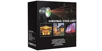 Christmas Projector Lights Outdoor, Waterproof Christmas Laser Lights Landscape Spotlight Decorative Stage Lights with Red and Green Xmas Patterns for Party Garden Patio Wall Ceiling Floor