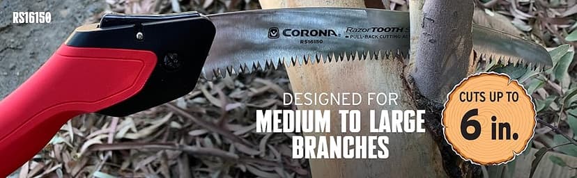 Corona Tools 10-Inch RazorTOOTH Folding Pruning Designed for Single Use | Curved Blade Hand Saw | Cuts Branches Up to 6" in Diameter | RS16150, Red
