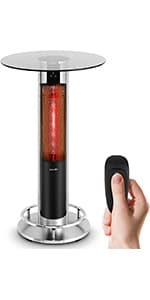 SereneLife Infrared Patio Heater, Electric Patio Heater for Indoor/Outdoor Use, Portable Stand Heater with Remote Control, 1500 W, for Restaurant, Patio, Backyard, Garage, Decks (Black)