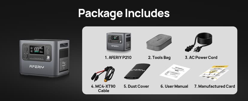 AFERIY P210 Portable Power Station 2400W (4800W Peak),2048Wh LiFePO4 Battery Generator with 1100W AC Charging & 500W Solar Charging,for Home Backup,Power Outages, Camping (Solar Panel Optional)