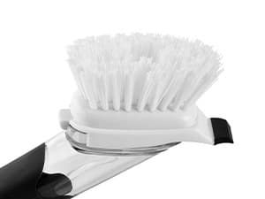 SUBEKYU Dish Brushes with Soap Dispenser, Kitchen Dish Scrubber Brushes with Handle, Dishwashing Cleaning Scrubbers for Dishes/Pans/Pots, Black, 2Pack