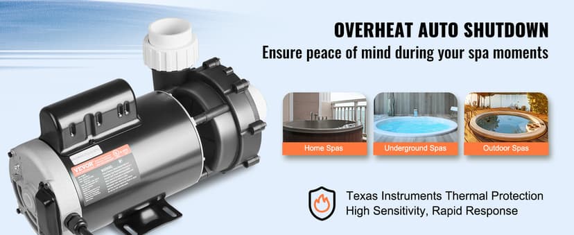 VEVOR 2 Speed SPA Pump, 56-Frame, AC 220-240V Hot Tub SPA Pump, 4HP/210GPM/65.61ft High Speed or 0.7HP/103GPM/16.07ft Low Speed, 2" Port 90° Rotational Interface for Hot Tub, Tested to UL Standards