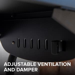 Nexgrill Premium 29" Charcoal Grill with Side Shelf, 552 SQ In Cooking Space, Adjustable Charcoal Tray, Chimney Air Vent, Warming Rack, Barrel Smoker Grill for Camping, Picnics, and More - 810-0029C