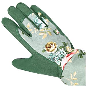 Gardening Gloves, Durable and Comfortable Women's Long Garden Gloves for Gardening Work and Yard Work, Leather Gardening Gloves for Women, Green Print (Medium)
