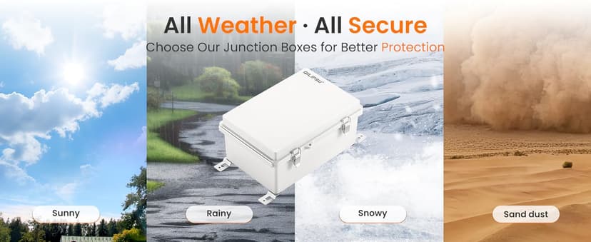 QILIPSU Waterproof Junction Box IP67 Outdoor Plastic Electrical Project Enclosure Weatherproof with Mounting Plate, Wall Brackets, Hinged Grey Cover 11.2"x7.7"x5.1"