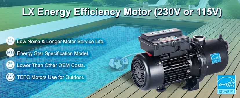 Pool Booster Pump 3/4 HP for Pressure Pool Cleaners PB460 180-480, EC-LA01N, OEM Booster Pump 3/4 HP, 115V or 230V, 60PSI, Energy Star Specification - Black