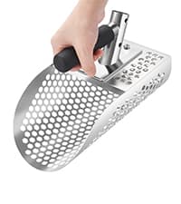GADFISH Sand Scoop for Metal Detecting, Metal Detector Scoop, Stainless Steel Sand Sifter Shovel, Fast Sifter Shovel for Underwater Treasure Hunting (Stainless Steel)