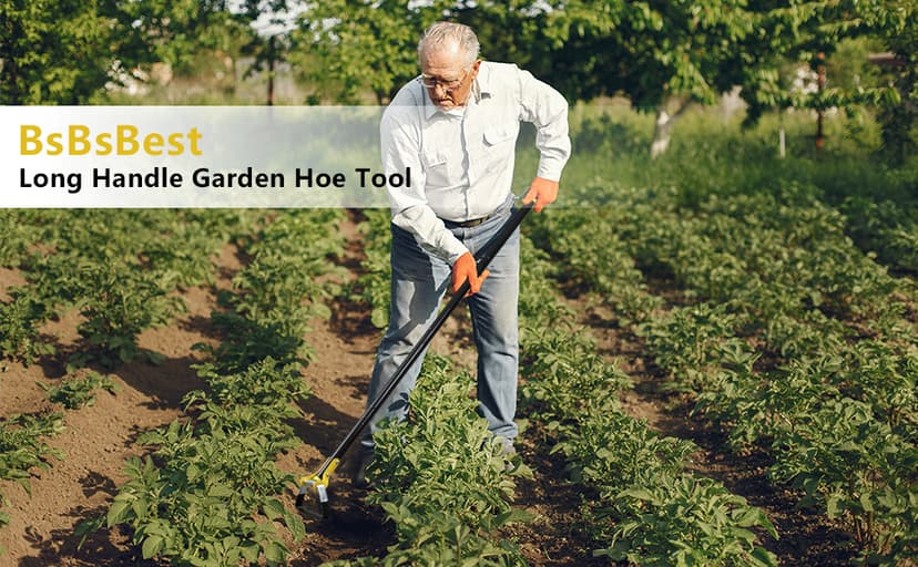 BsBsBest Scuffle Hoe Garden Tool, Stirrup Loop Hoe with 54 Inch Adjustable Long Hand, Great for Weeds in Backyard,Vegetable Garden