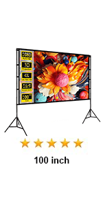 Projector Screen and Stand, Wootfairy 120 inch Foldable and Portable Projection Screen 16:9 4K HD Rear Front Wrinkle-Free Movie Screen with Carry Bag for Indoor Outdoor Home Theater Backyard Cinema