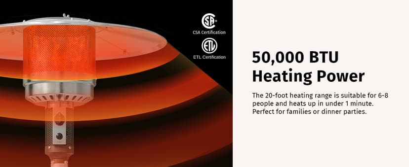 EAST OAK 50,000 BTU Patio Heater for Outdoor Use With Round Table Design, Double-Layer Stainless Steel Burner and Wheels, Outdoor Patio Heater for Home and Commercial, Bronze, 31.9" x 31.9" x 86.6"