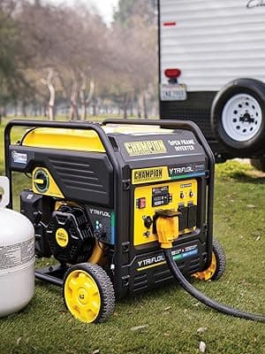 Champion Power Equipment 9000-Watt Electric Start Tri Fuel Home Backup Portable Open Frame Inverter Generator with Quiet Technology and CO Shield