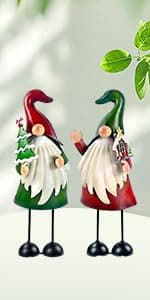 HONGLAND Metal Gnome Yard Art Outdoor Gnomes Garden Statue 18 Inch Gnome Figurine Decorative Stakes for Holiday Christmas Lawn Patio Yard Garden Decor-2 PCS