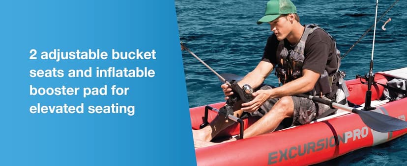 Intex 68309EP Excursion Pro K2 Inflatable Kayak Set: Includes Deluxe 86in Kayak Paddles and High-Output Pump – SuperTough PVC – Adjustable Bucket Seat – 2-Person – 400lb Weight Capacity