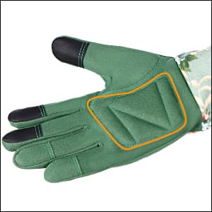 Gardening Gloves, Durable and Comfortable Women's Long Garden Gloves for Gardening Work and Yard Work, Leather Gardening Gloves for Women, Green Print (Medium)