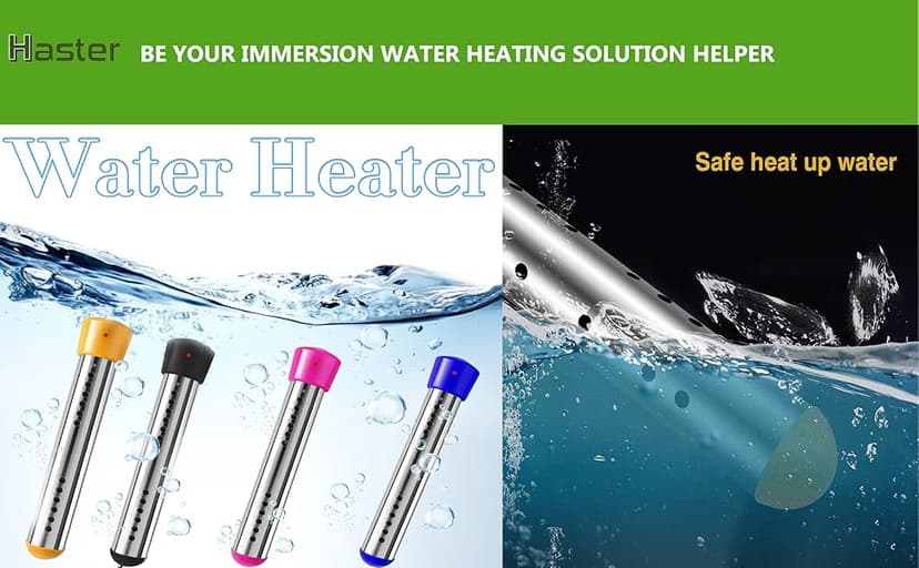 HASTER Portable Pool Immersion water Heater for Inflatable Pool Bathtub,Bucket Heater with 304 SS Guard,Electric Submersible Water Heater with LCD Thermometer,Heat 5 Gallon Water in Minutes In&Out