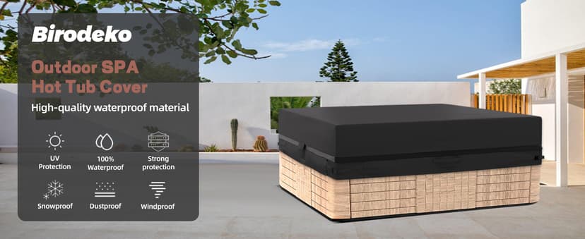 Outdoor Hot Tub Cover, 85×85 Inch Heavy Duty SPA Cover Waterproof, Hot Tub Protector Cover Replacement Weatherproof Protection Cap