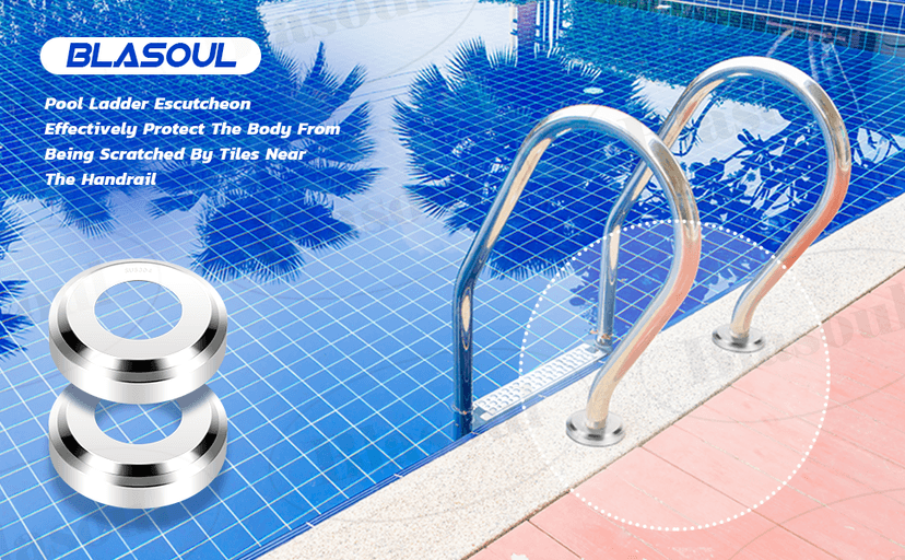 Universal Fit Pool Ladder Escutcheon Plates 4Pack,Blasoul Stainless Steel Cover Plate for 1.9" Inground Pool Handrail