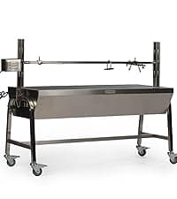 TITAN GREAT OUTDOORS Ash & Ember 13W Stainless Steel Rotisserie Grill, Rated 85 LB for Medium Game, 4 RPM Rotation Speed, Outdoor Grill with Dual Prong Spit Rod, Single Leg Bracket, and Spine Fork