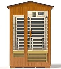 Real Relax Far Infrared Sauna, Home Indoor Sauna Room Canadian Hemlock Wooden Dry Saunas 950W 120V with Control Panel and 6 Low EMF Heaters Panels for Personal Spa