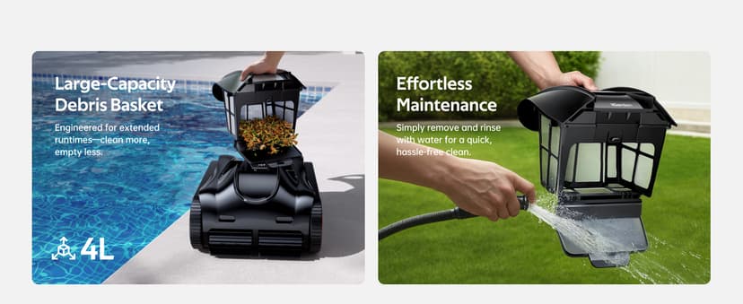 Pool Cleaner K60, 6H Runtime Cordless Robotic Pool Vacuum, Touch Screen, Smart Navigation, Cleans Floor, Walls, Waterline, Ideal for Above & In-Ground Pools, Self-Parking