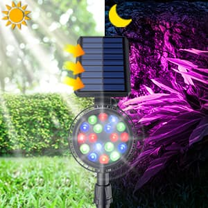 Solar Outdoor Lights, 9 Modes Color Changing 18 LED Solar Spot Lights Outdoor Waterproof Spotlight Landscape Light Solar Powered for Garden Yard Tree Flag Patio Christmas Halloween(2 Pack)