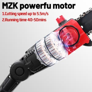 MZK 8'' Cordless Pole Saw, 4AH Battery Powered Pole Saws, 13-Foot Reach Chain Saw for Tree Trimming with Oiling System, 20V Electric Pole Chainsaw, Multi-Angle Head(Battery and Fast Charger Included)
