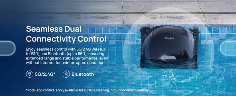 Beatbot AquaSense 2 Cordless Robotic Pool Vacuum Cleaner, Smart Surface Parking, Double-Pass Waterline Scrubbing, Cleans Floor, Walls, and Waterline, Above & In-Ground Pools up to 3,230 sq.ft - Blue