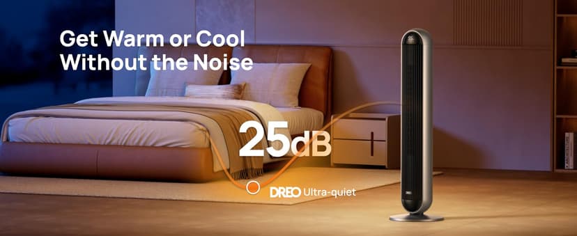 Dreo Tower Fan and Heater Combo, 29.2ft/s Standing Fans for Bedroom, 17 Levels, 6 Modes, 120° Oscillation, 42 Inch, 12H Timer, 25dB Quiet, with Remote, for Office, Large Room, Silver