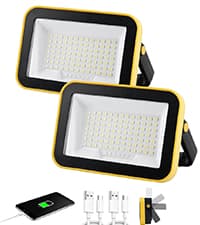 40W Rechargeable Work Light with Tripod Hole, 2400LM LED Work Light Battery Powered, Waterproof Portable Work Light Cordless Job Site Lighting 180° Rotate for Garage Camping Car Repairing 2 Pack