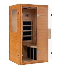 Real Relax Far Infrared Sauna, Home Indoor Sauna Room Canadian Hemlock Wooden Dry Saunas 950W 120V with Control Panel and 6 Low EMF Heaters Panels for Personal Spa