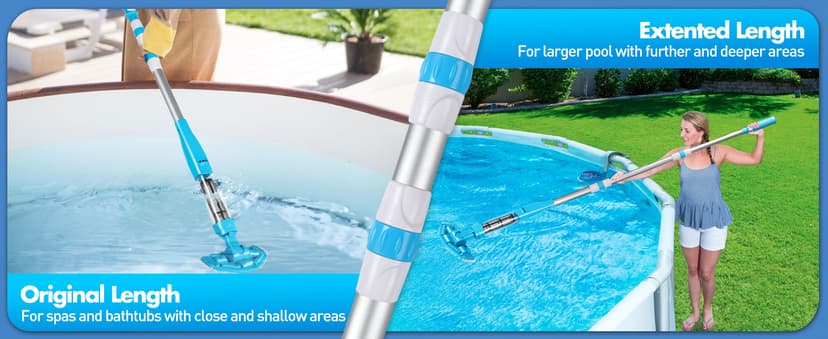 4-in-1 Handheld Pool Vacuum Cordless, 4000mAh Rechargeable Hot Tub Vacuum Spa with Telescopic Pole, Above Ground Pool Vacuum Cleaner, Suction Improved 30% Spa Wand Deep Cleaning for Debris