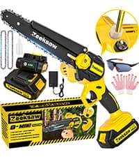 Mini Chainsaw 6 Inch Cordless, Super Handheld Chainsaw with 2x Big Batteries, Electric Mini Chain saw Battery Powered, Small Hand saws for Tree Wood - Garden Yard Time Saving Tool