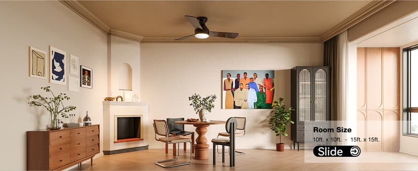 Amico Ceiling Fans with Lights, 42 inch Low Profile Ceiling Fan with Light and Remote Control, Flush Mount, Reversible, 3CCT, Dimmable, Noiseless, Black Ceiling Fan for Bedroom, Indoor/Outdoor Use