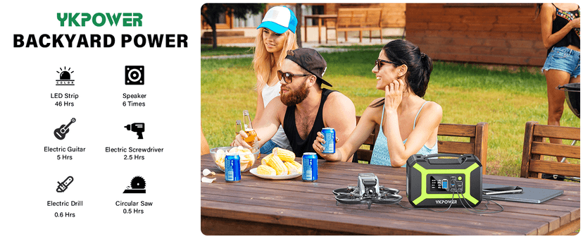 Portable Power Station 300W (Peak 600W), YKPOWER 296Wh Backup Lithium Battery Solar Generator with 110V AC Output, 60W USB-C PD Output, LED Light, Power Station for Outdoor Camping Travel RV CPAP Home